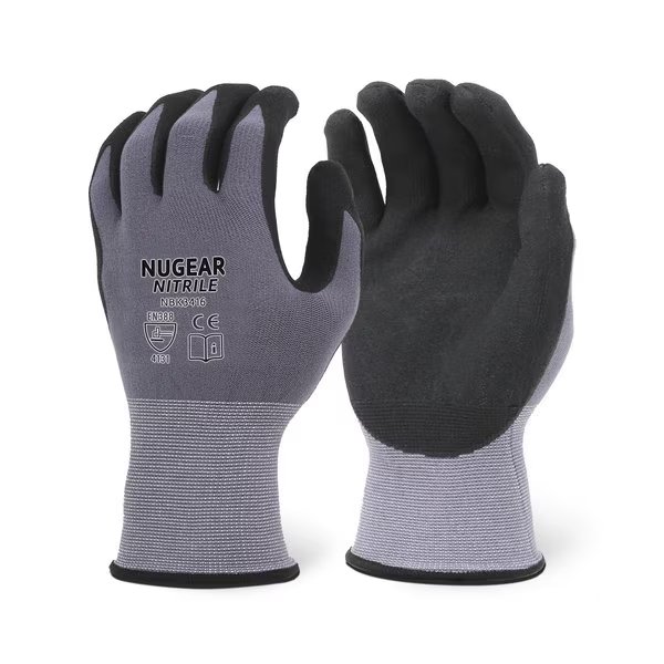 Premium Microfoam Nitrile, Coated Glove, Gray Nylon, L, Nugear, Mfr#: NBK3416L3